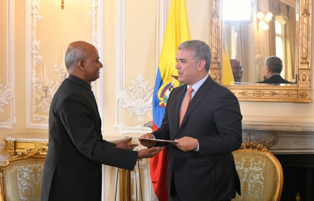Ambassador presenting Credentials to President of Combia, H. E. Iván Duque Márquez